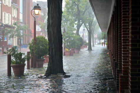 A rainy street in Philadelphia