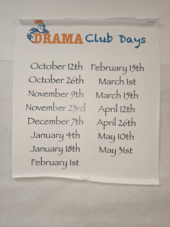 Drama Club schedule