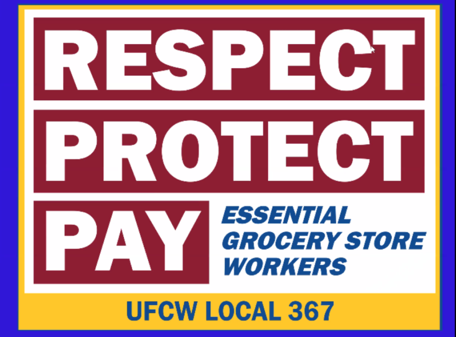 Respect%2C+Protect%2C+Pay+Essential+grocery+workers+UFCW+local+367+Button