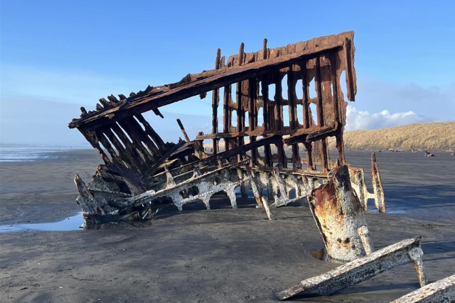 Shipwreck on the Oregon coast near Astoria
