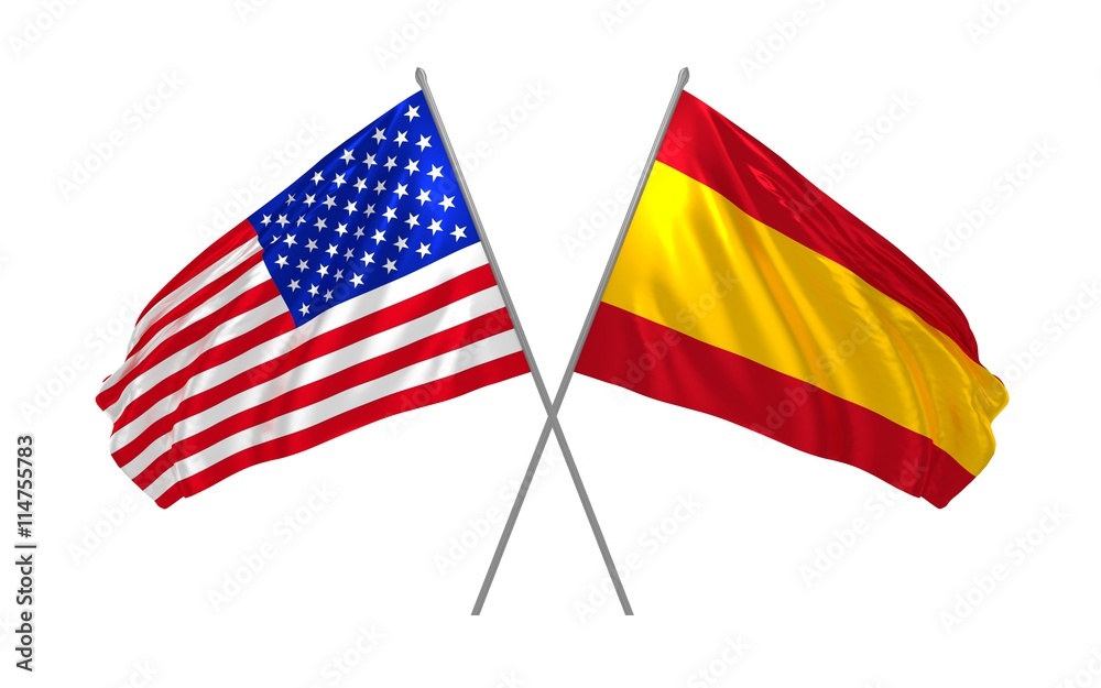 Spanish and United States flag